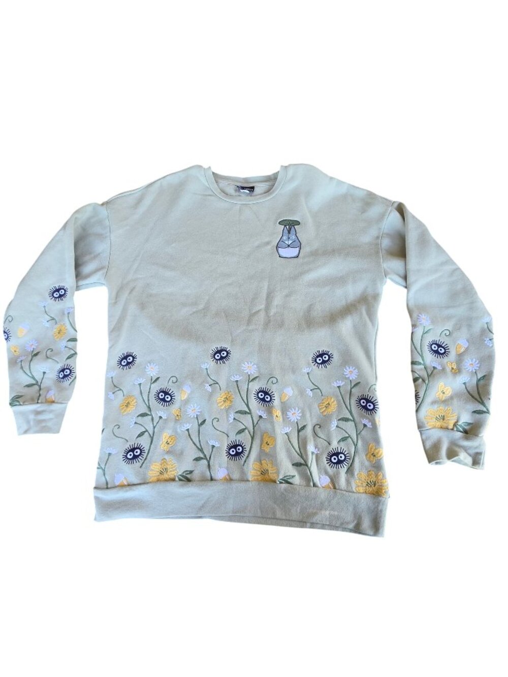 My Neighbor Totoro Studio Ghibli Floral Embroidered Crewneck Sweatshirt XS